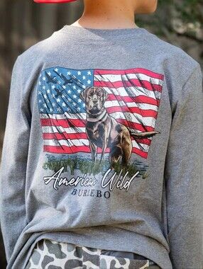 Burlebo Youth American Wild Tee Long Sleeve Grey Large 10-12